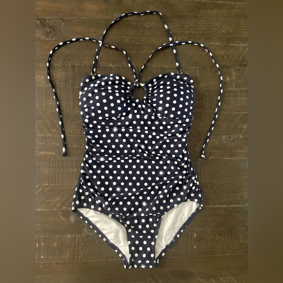 MICHAEL Michael Kors Other - NEW Michael Kors KORS Navy White Polka Dot Onepiece Swimsuit Bathingsuit Sz 6